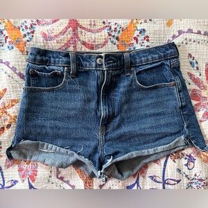 Abercrombie & Fitch The Mom Short High Rise Dark Blue Jean Shorts